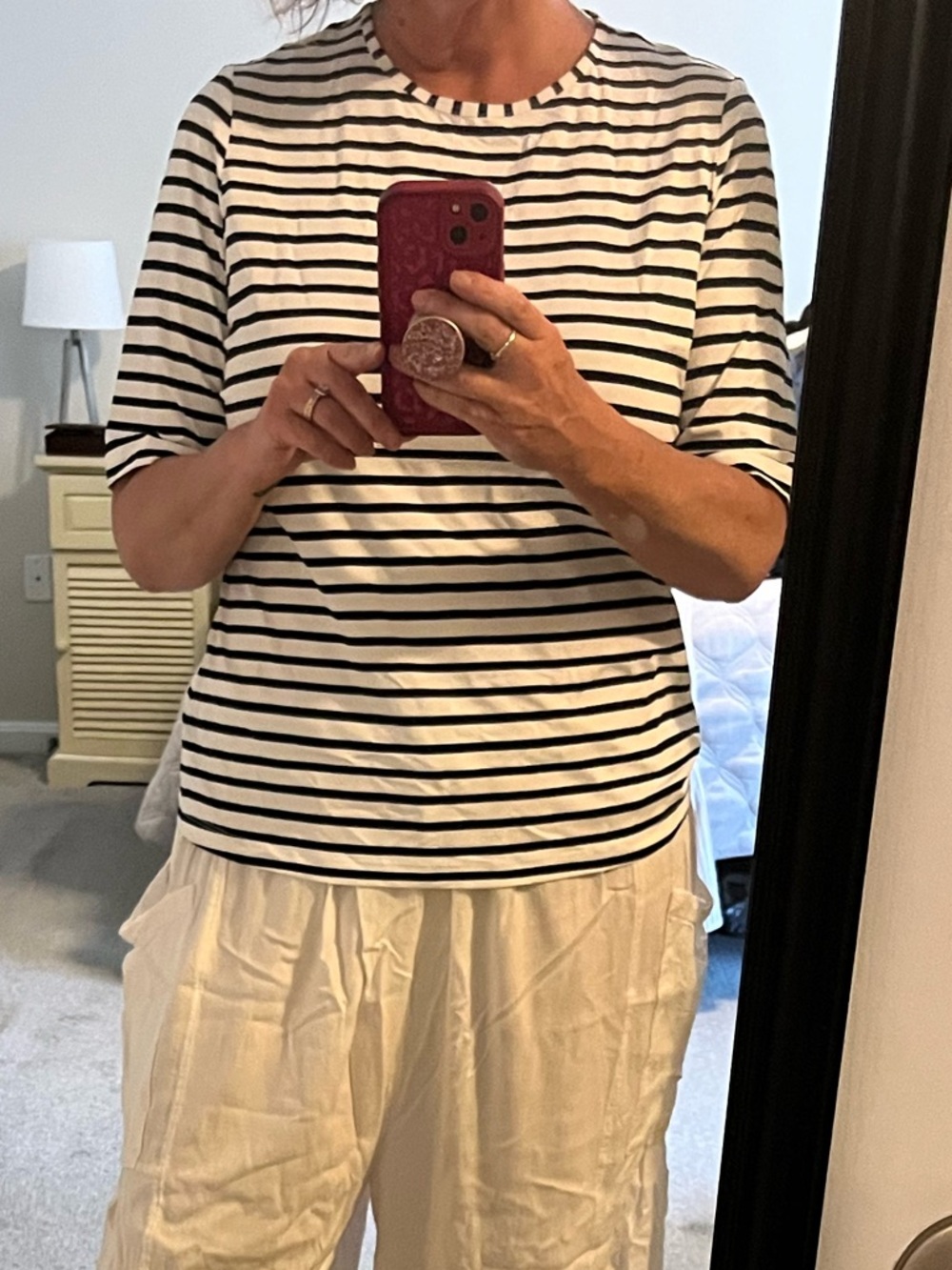 Lands' End Striped Short Sleeve Swim Tee NWT